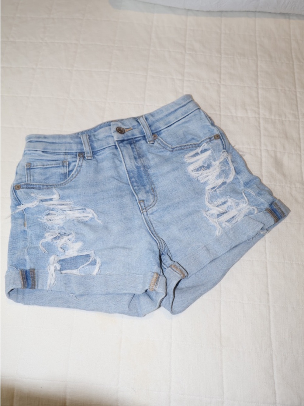 American Eagle Curvy Mom Jean Short with Embroidery